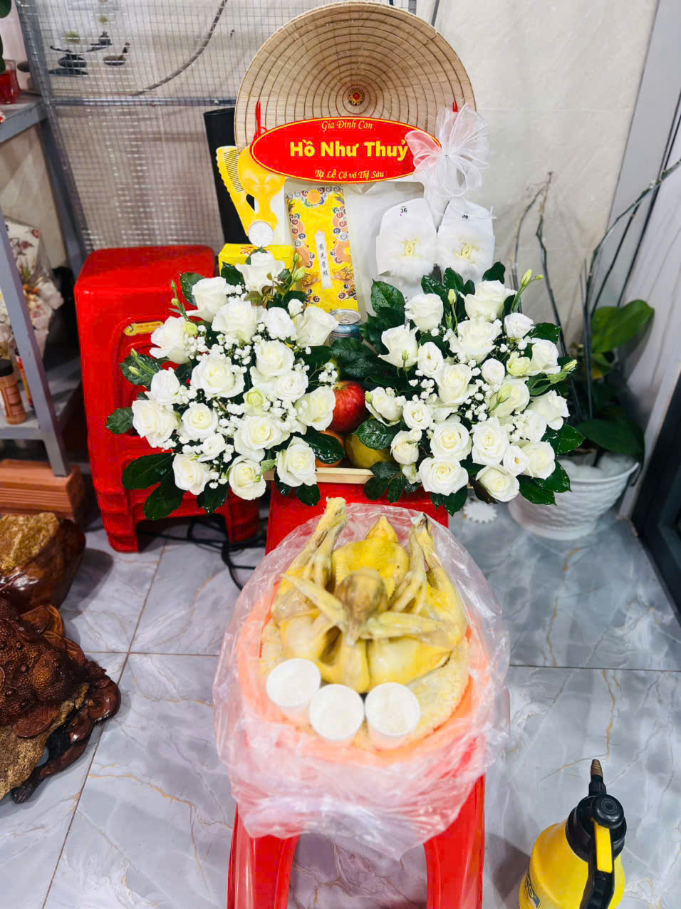 mâm lễ cô Sáu cầu tài lộc