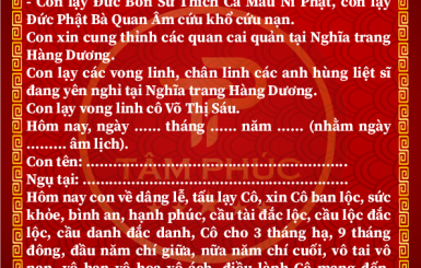 Bài văn khấn cô Sáu Côn Đảo được dùng phổ biến nhất